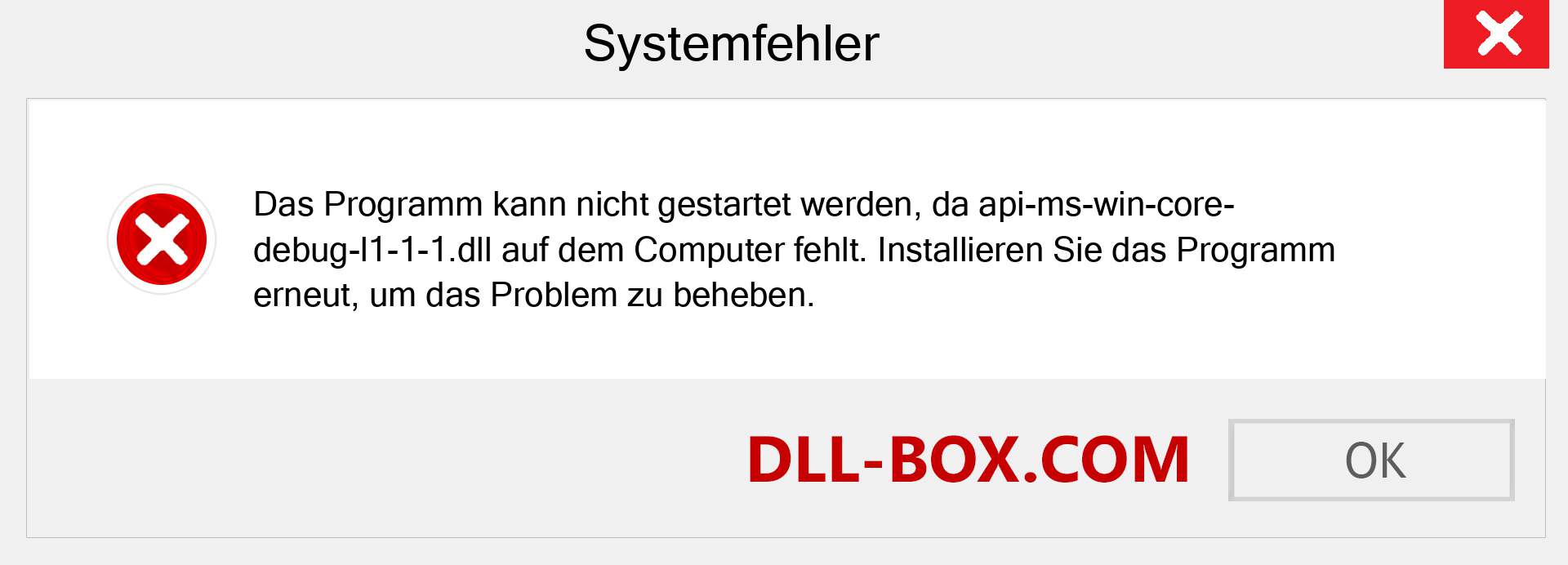 api-ms-win-core-debug-l1-1-1.dll-Datei fehlt?. Download für Windows 7, 8, 10 - Fix api-ms-win-core-debug-l1-1-1 dll Missing Error unter Windows, Fotos, Bildern